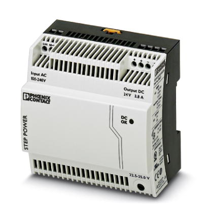 Phoenix Contact Switching Power Supply; STEP-PS/ 1AC/24DC/3.8/C2LPS; 24VDC OUT; 3.8A; 85-264VAC / 95-250VDC IN; Single Phase; DIN Rail Mount; Plastic